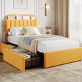 Twin Bed Frame with Storage Headboard and Drawers - Boucle Yellow