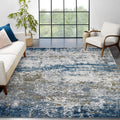 10x13 Modern Abstract Area Rug Navy - Soft Low Pile Accent Rug