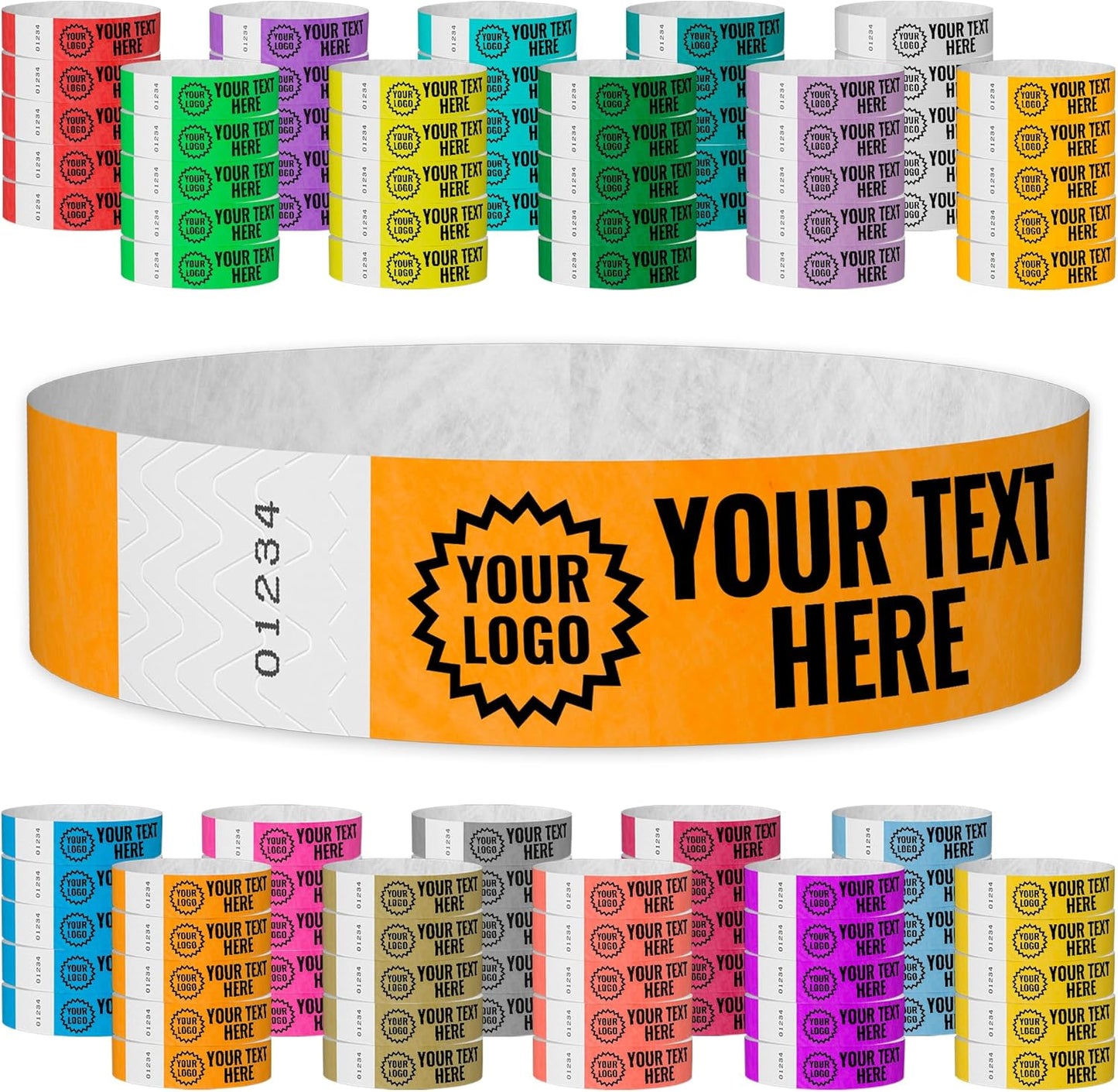 Custom Imprint Neon Orange Tyvek Wristbands for Events & Festivals