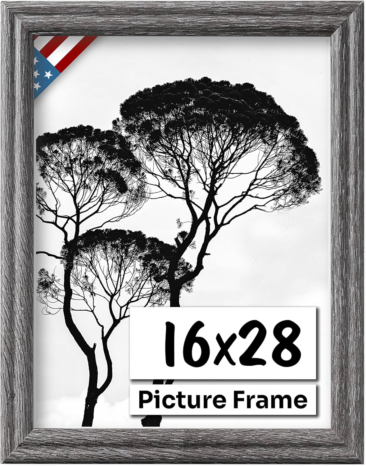 Barnwood Gray 16x28 Picture Frame - Handmade Solid Wood Frame