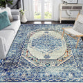Easy-Going Area Rug 5x7 Washable Boho Medallion Rug - Low Pile Vintage