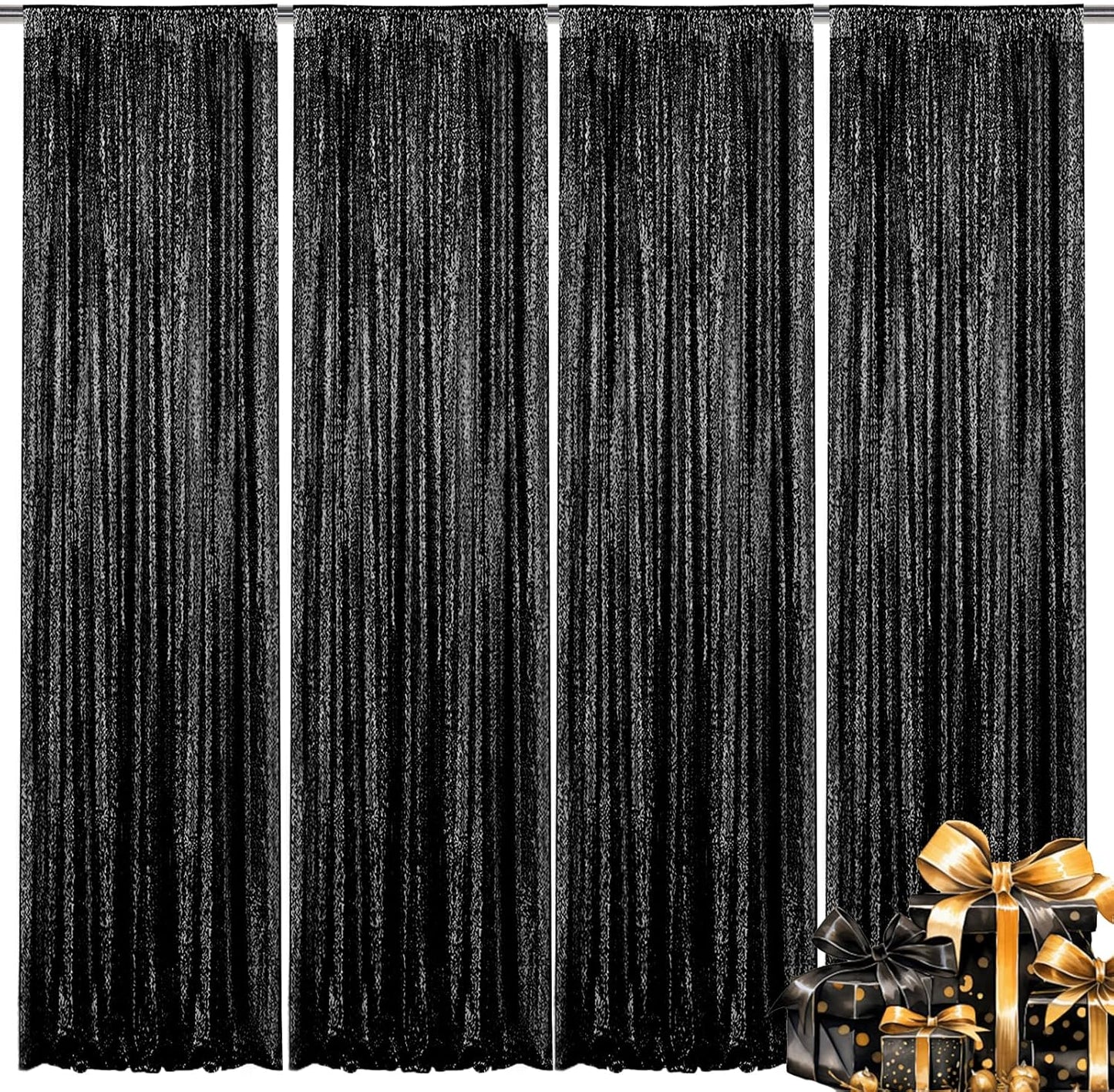 Black Sequin Backdrop Curtain for Stunning Party Decorations
