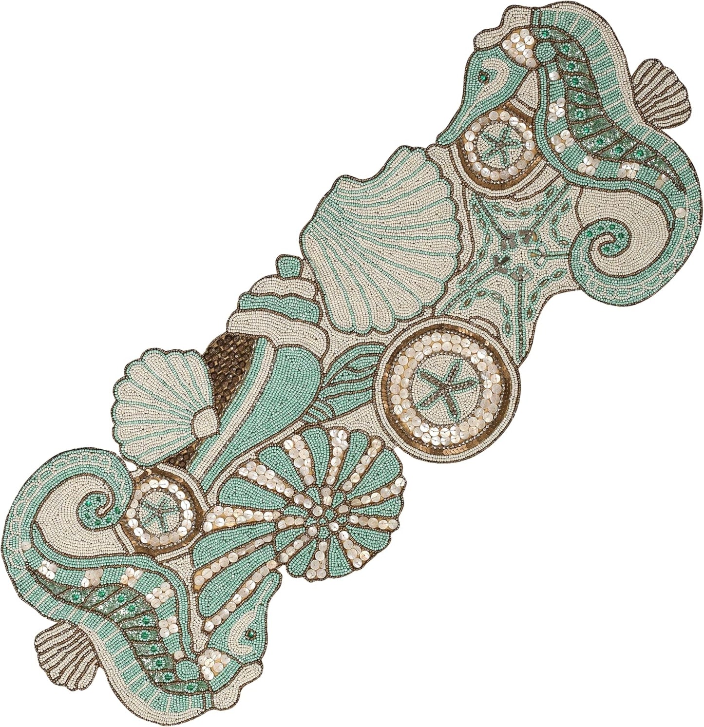 Beaded Runner 36 inch for Weddings and Home Decor - Green & Brown