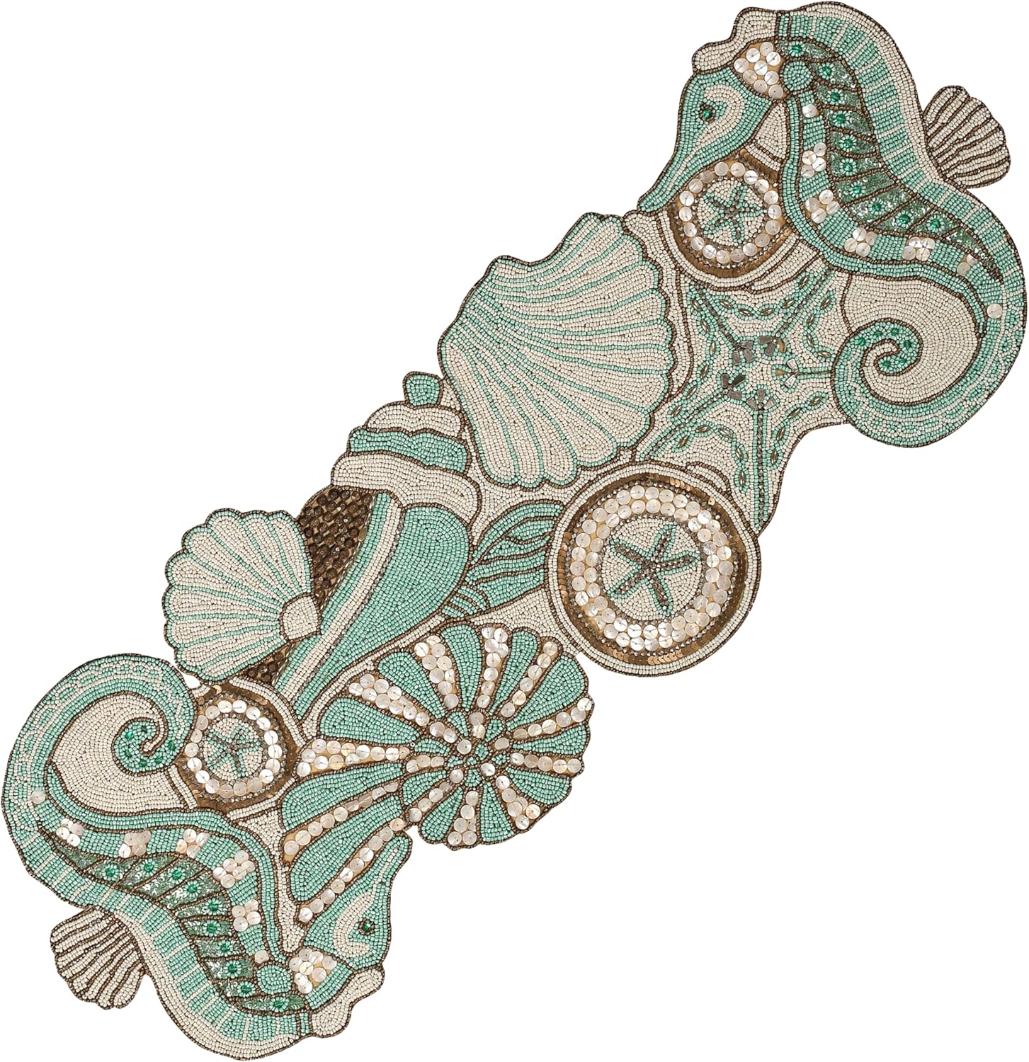 Beaded Runner 36 inch for Weddings and Home Decor - Green & Brown