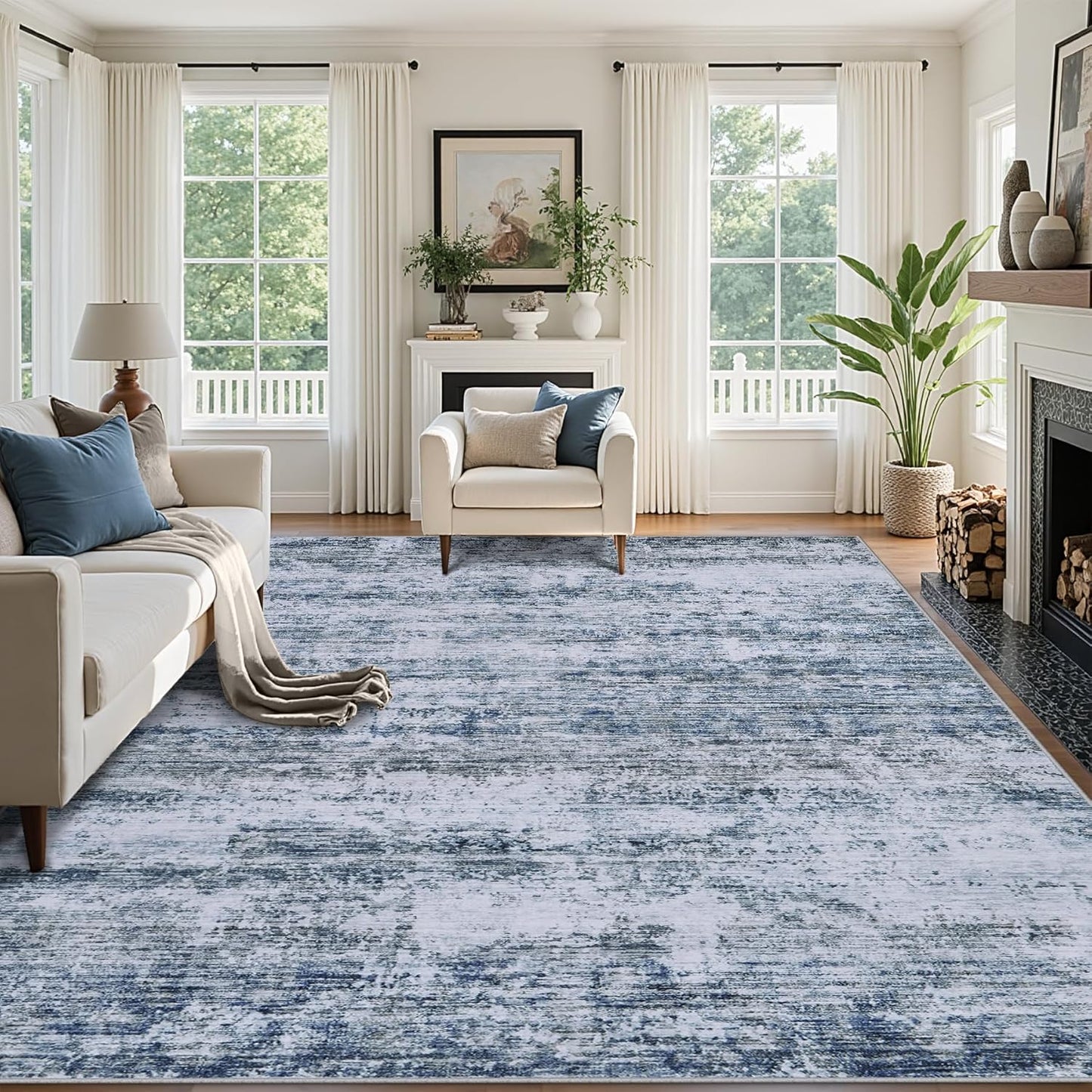 8x10 Area Rugs for Living Room: Large Machine Washable Carpet