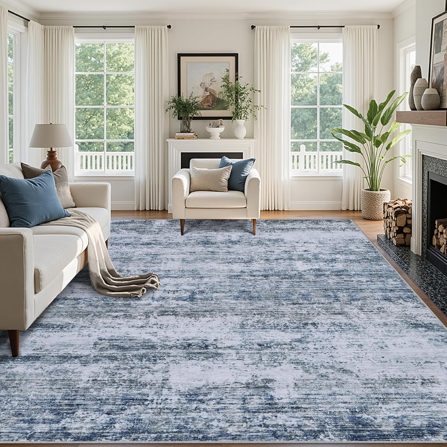8x10 Area Rugs for Living Room: Large Machine Washable Carpet