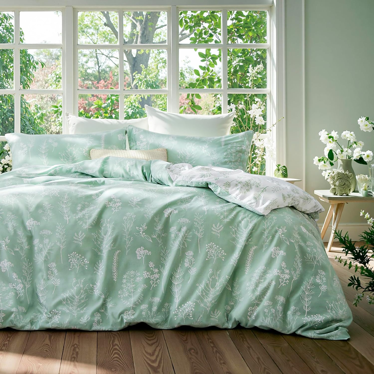 Bedsure Duvet Cover Full Size - Reversible Floral Bedding Set