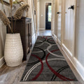 Rugshop Modern Wavy Circles Runner Rug, Red 2ft7ft x 12ft - Durable