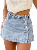 Denim Skort for Women High Waisted Mini Jean Skirt - Stretchy Comfort