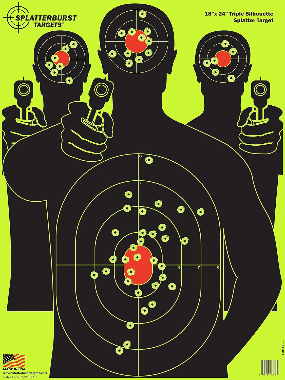 Splatterburst Targets - 18 x 24 inch Triple Silhouette Target