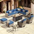 HOOOWOOO Outdoor Sectional Patio Furniture Set with Fire Pit