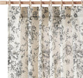 Pinch Pleated Floral Linen Blend Curtains 108 in Panels - Light