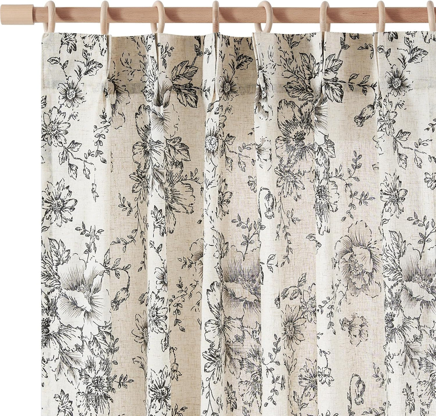 JINCHAN Pinch Pleated Curtains with Floral Design for Home