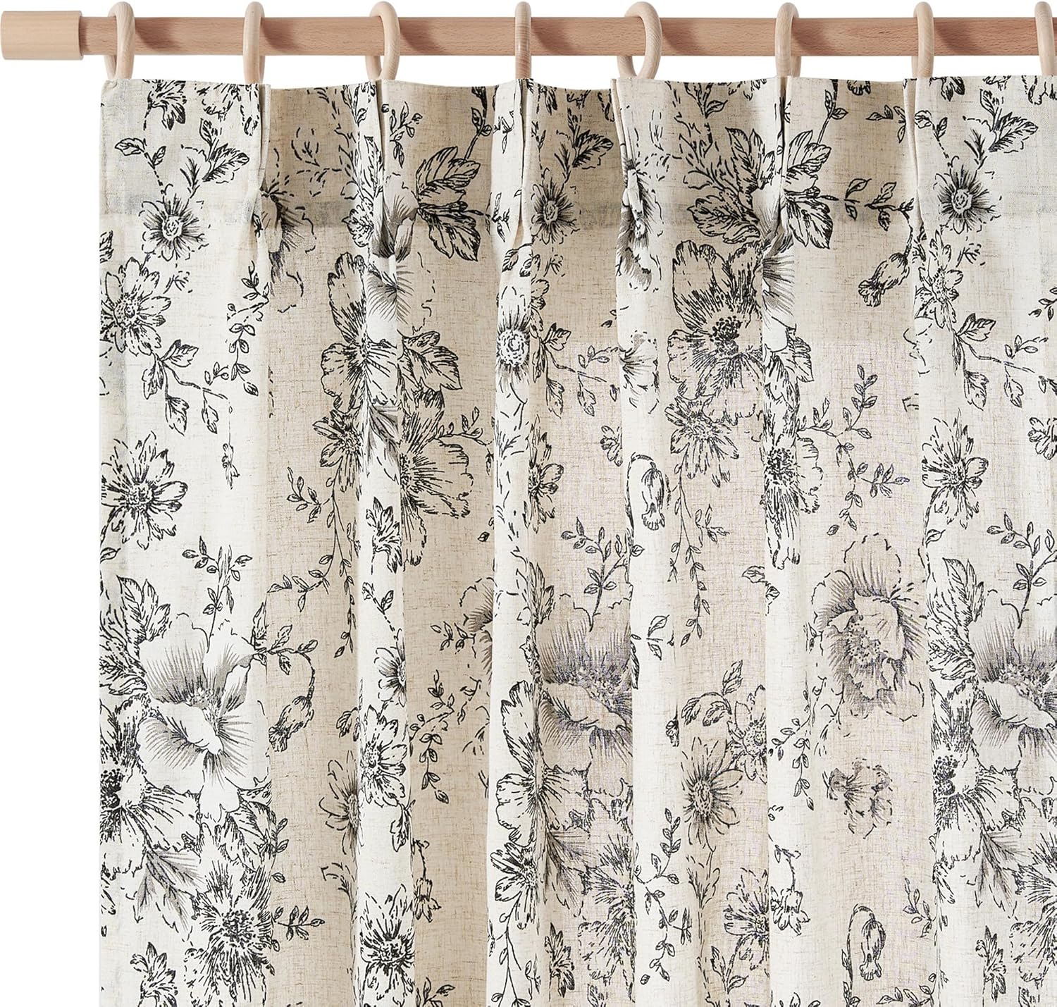 JINCHAN Pinch Pleated Curtains with Floral Design for Home
