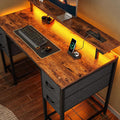 47 in Computer Desk with 4 Drawers and LED Lights - Large Storage