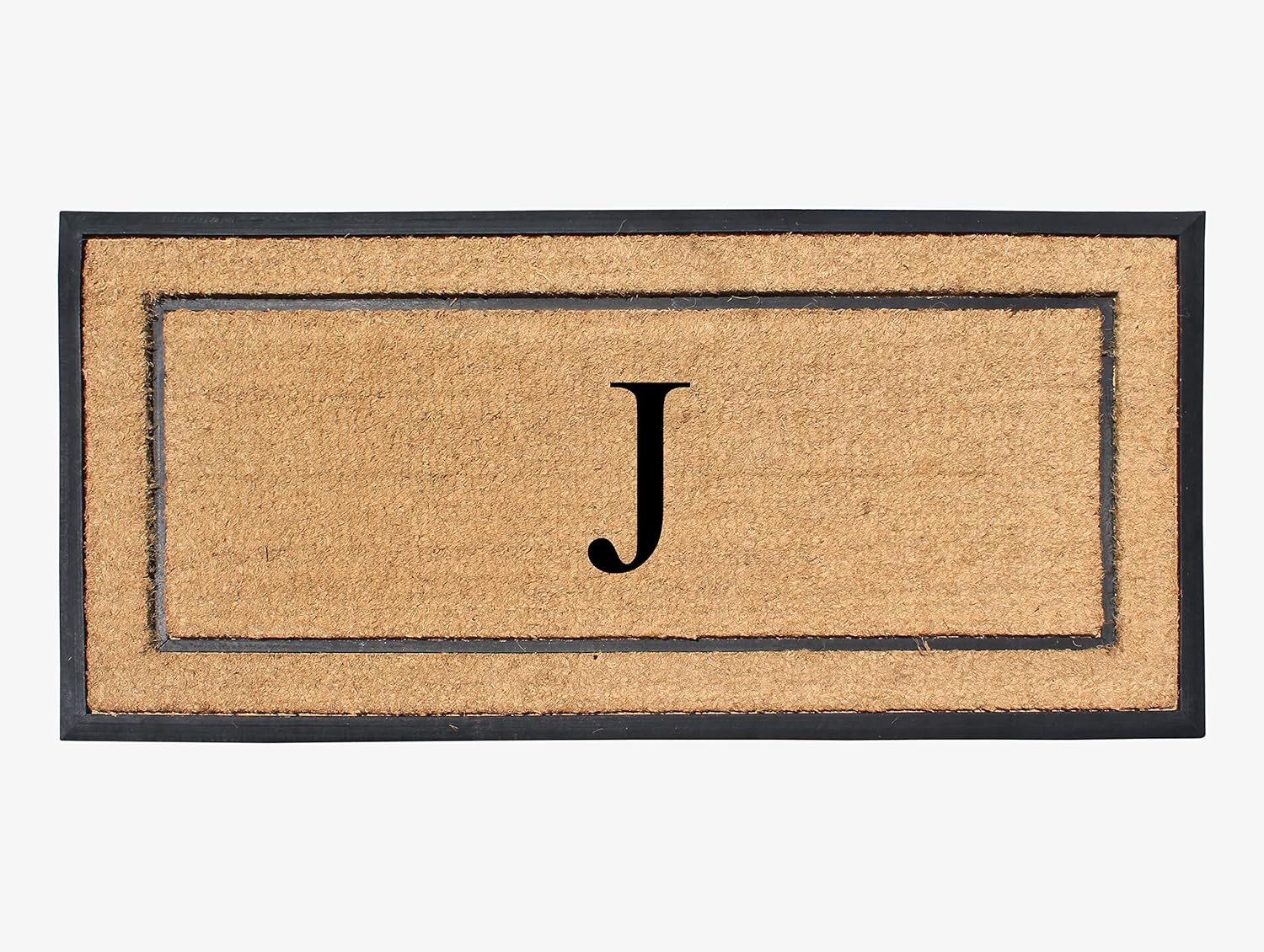 Natural Coir & Rubber Large Monogrammed Doormat for Entryways