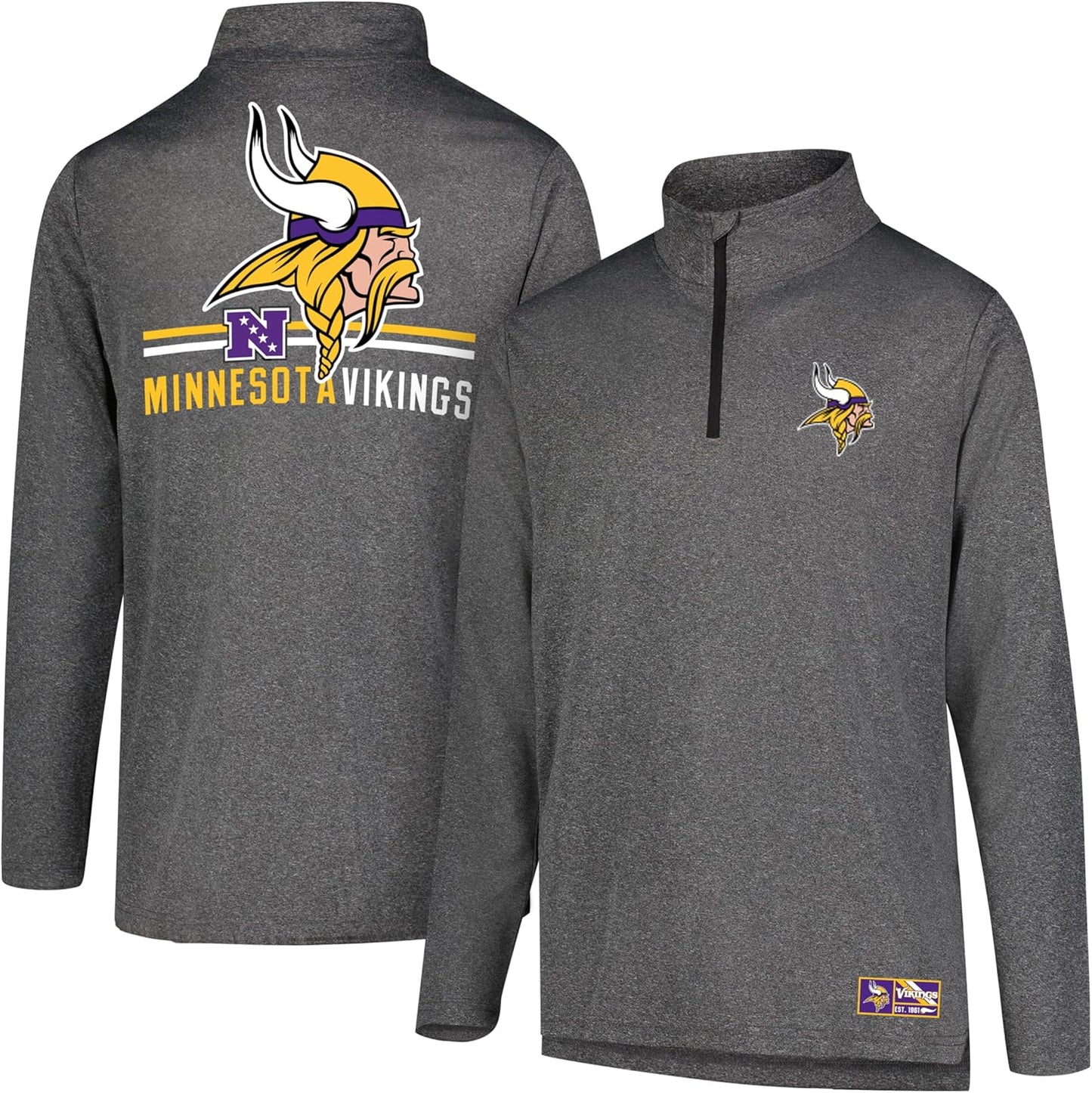Ultra Game NFL Official Super Soft Quarter Zip Long Sleeve T-Shirt