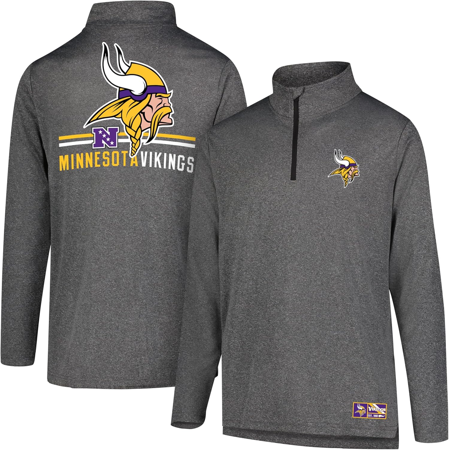 Ultra Game NFL Official Super Soft Quarter Zip Long Sleeve T-Shirt