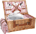 Wicker Picnic Basket Set for 2 with Insulated Cooler - Compact Outdoor
