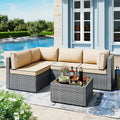 SUNLEI 5pcs Patio Conversation Set - Modular Silver Rattan Sofa