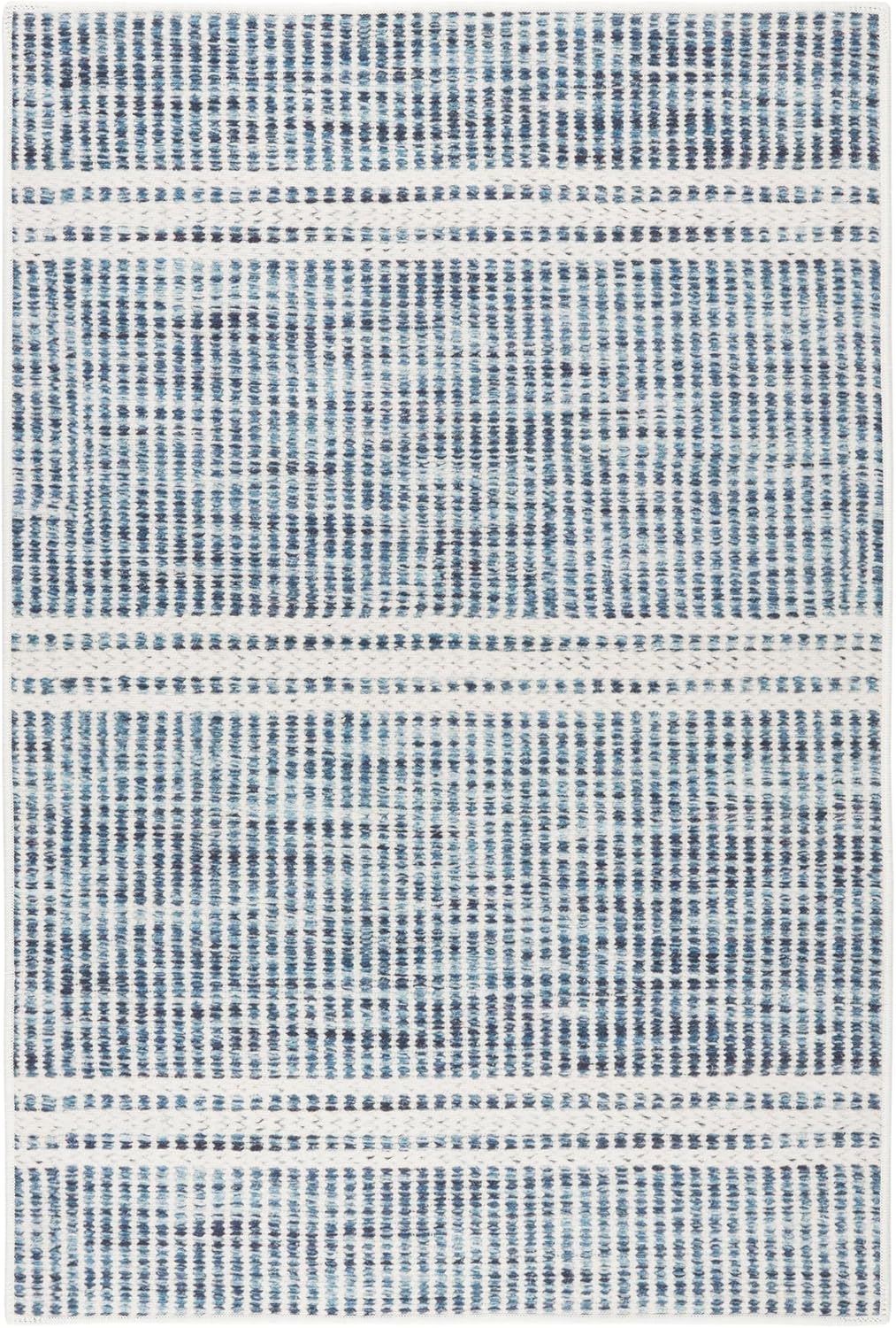Dash and Albert Malta Blue Machine Washable Area Rug for Home