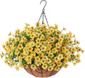 Artificial Fall Hanging Mums Basket - Realistic Outdoor Silk Flowers