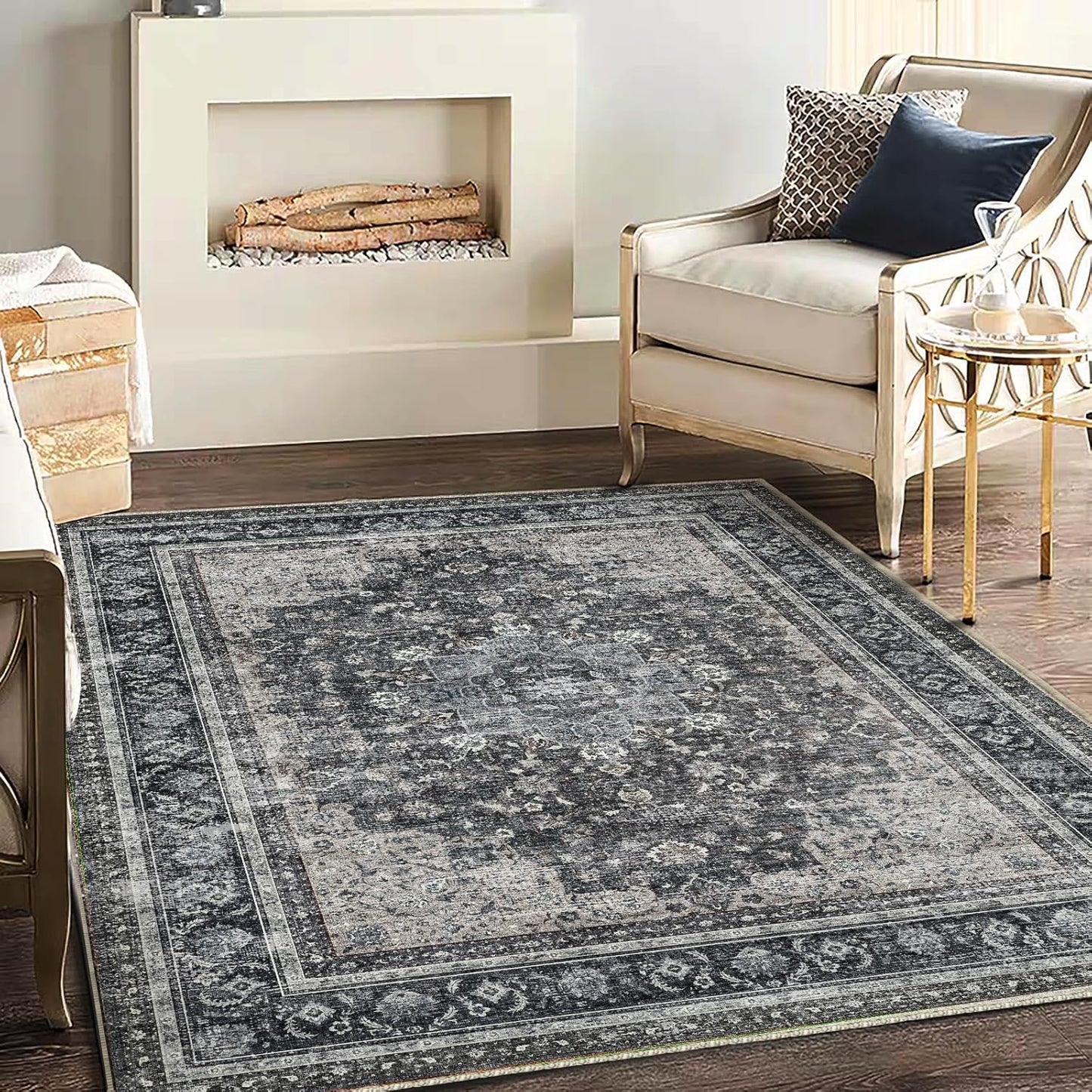 5ftx7ft Washable Area Rug for Living Room and Bedroom Decor