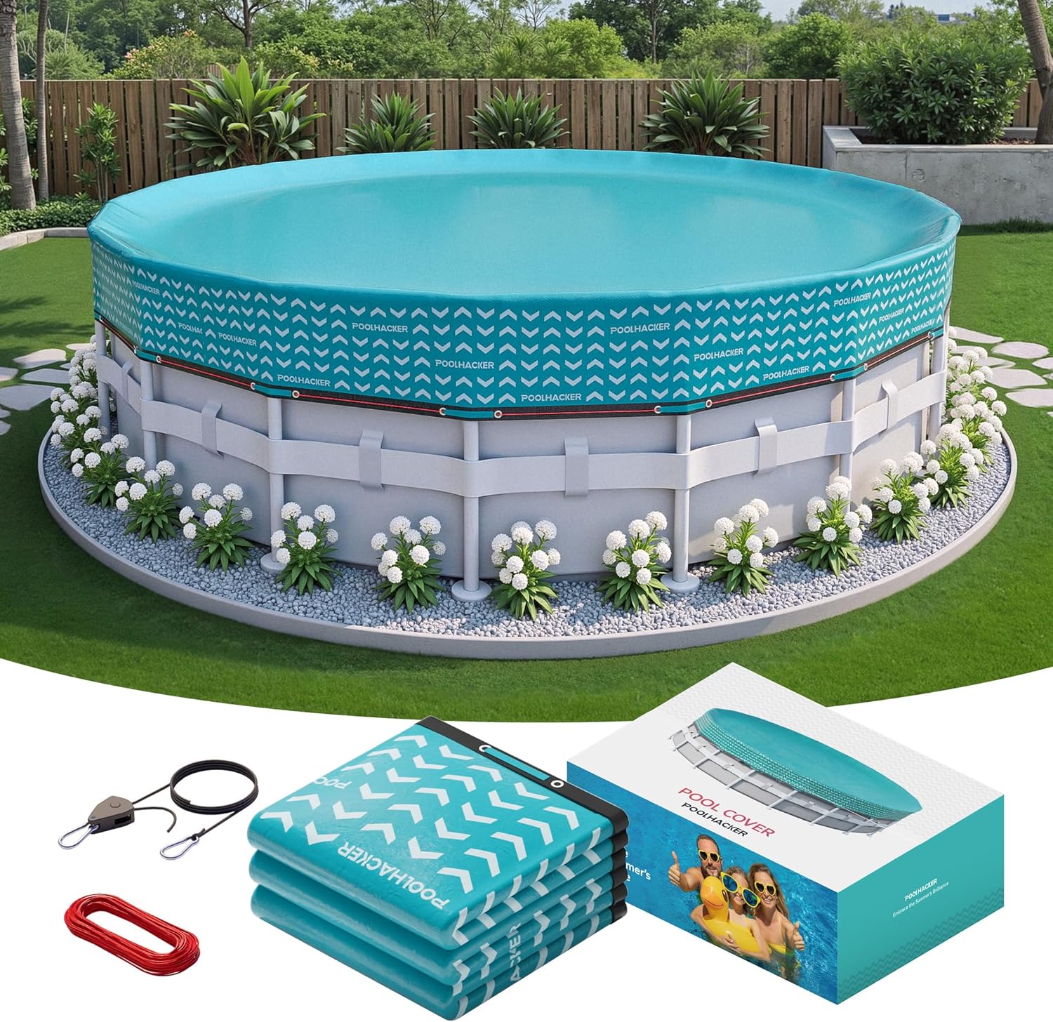 2025 Upgrade 15 ft Winter Pool Cover for Above Ground Pools