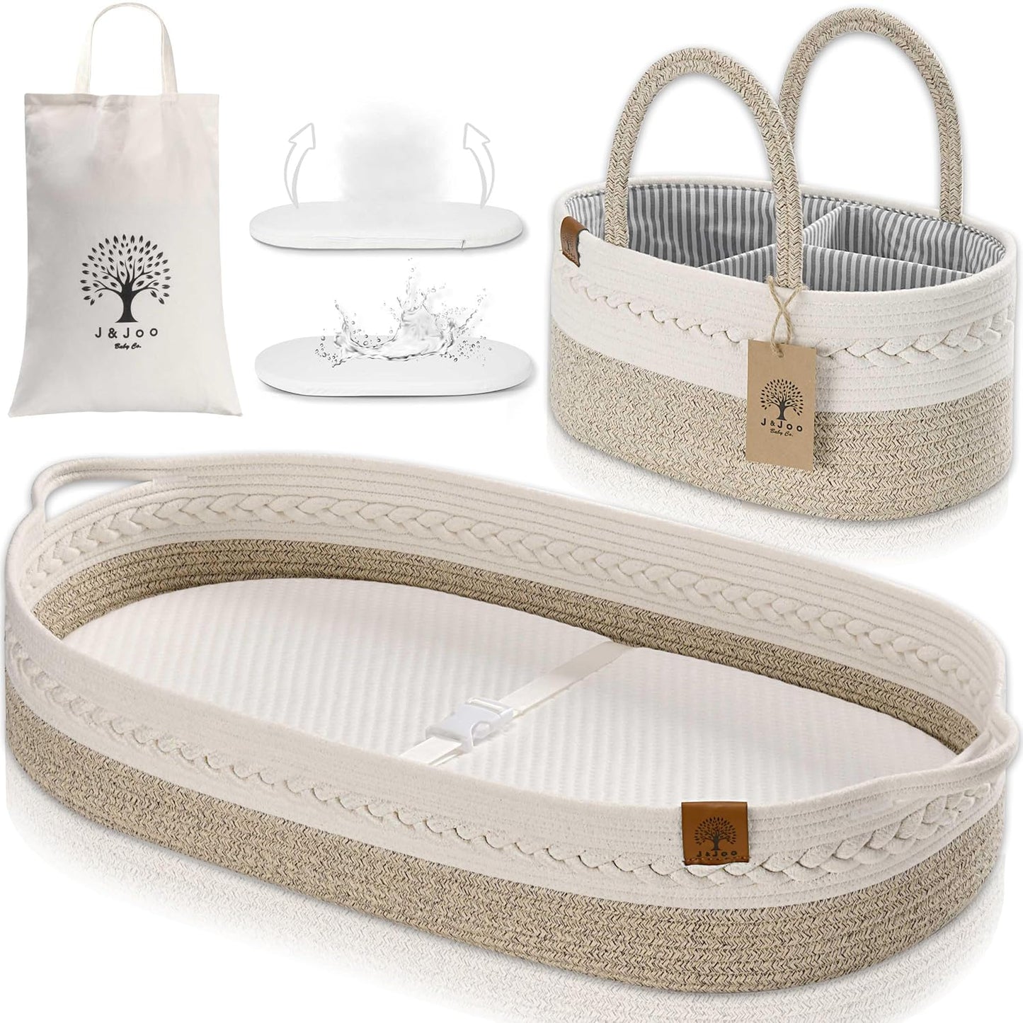Baby Changing Basket with Diaper Caddy - Portable & Stylish