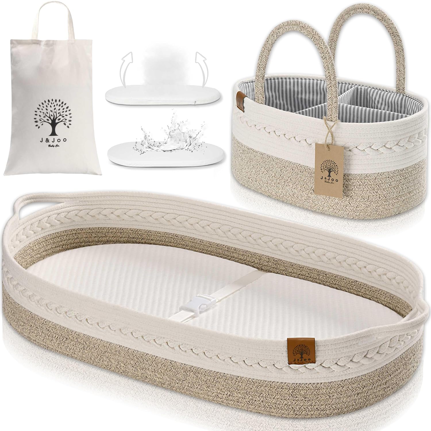 Baby Changing Basket with Diaper Caddy - Portable & Stylish