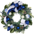 Blue and White Christmas Wreath 24 in Chinoiserie Style - Elegant