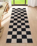 Lahome Checkered Easy Jute Runner Rug, 2x6 Kitchen Runner - Non Slip