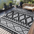 Outdoor Rug 9x12 ft Reversible Waterproof Patio Rug - Portable Comfort