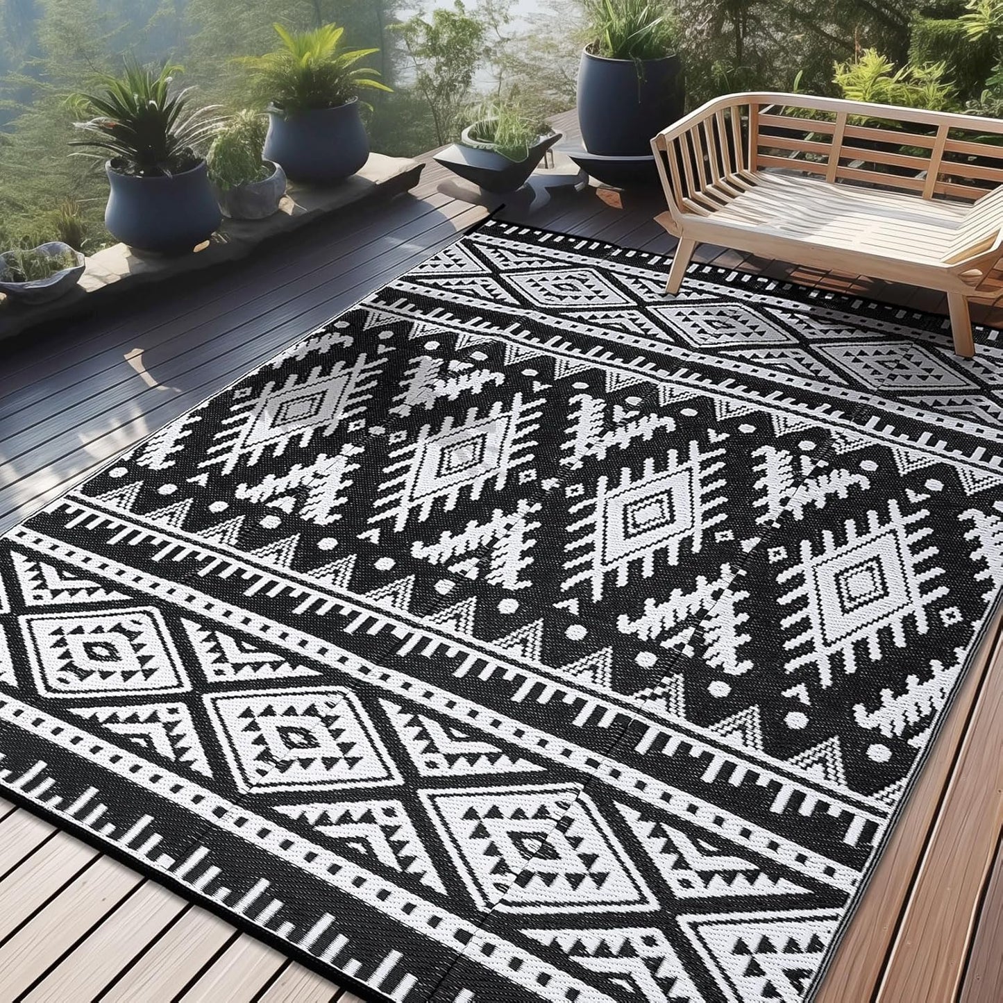 OLANLY Outdoor Rug Waterproof 9x12 ft for Patio and Camp