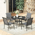 Patio 5 Piece Outdoor Dining Set - Round 42in Table with 4 Stackable