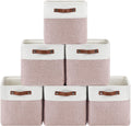 Collapsible Fabric Cube Storage Bins 11x11 in Pack of 6 (White & Pink)