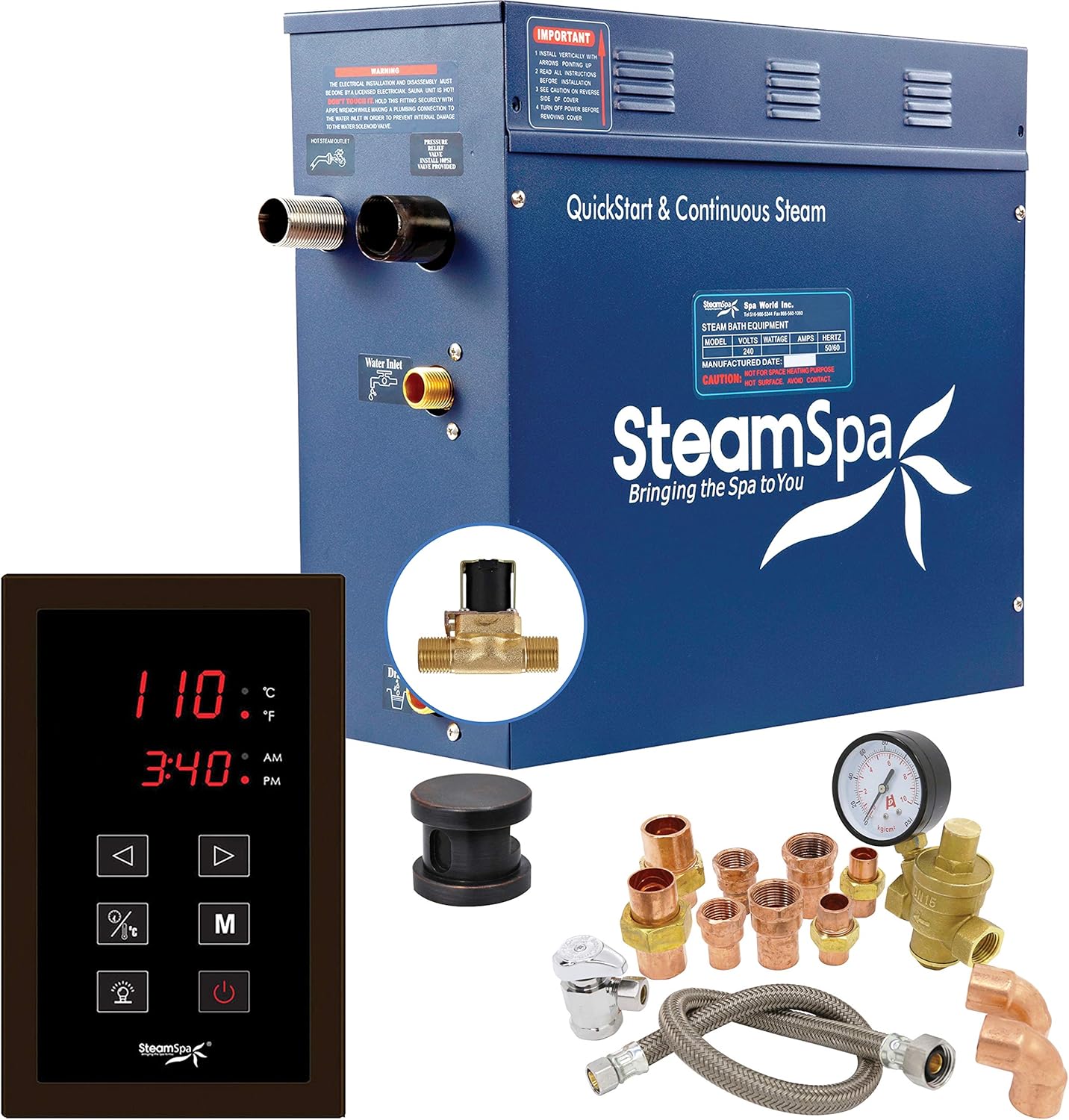 Premium 4.5kW Steam Generator Bundle - Touch Pad Control