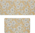 Iris Floral Anti-Fatigue Kitchen Mat 2-Piece Set - Tawny Yellow