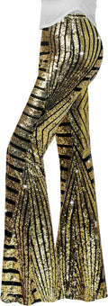 Nawgut Sequin Flare Pants Sparkly High Waisted Bell (Style 2513)