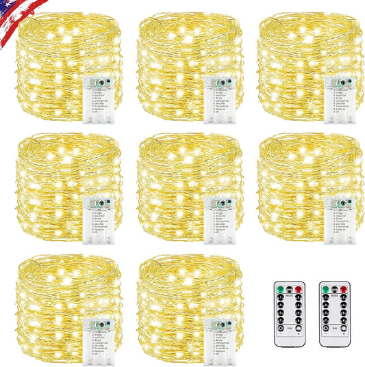 8 Pack 160FT Battery Operated Fairy Lights with Remote Control