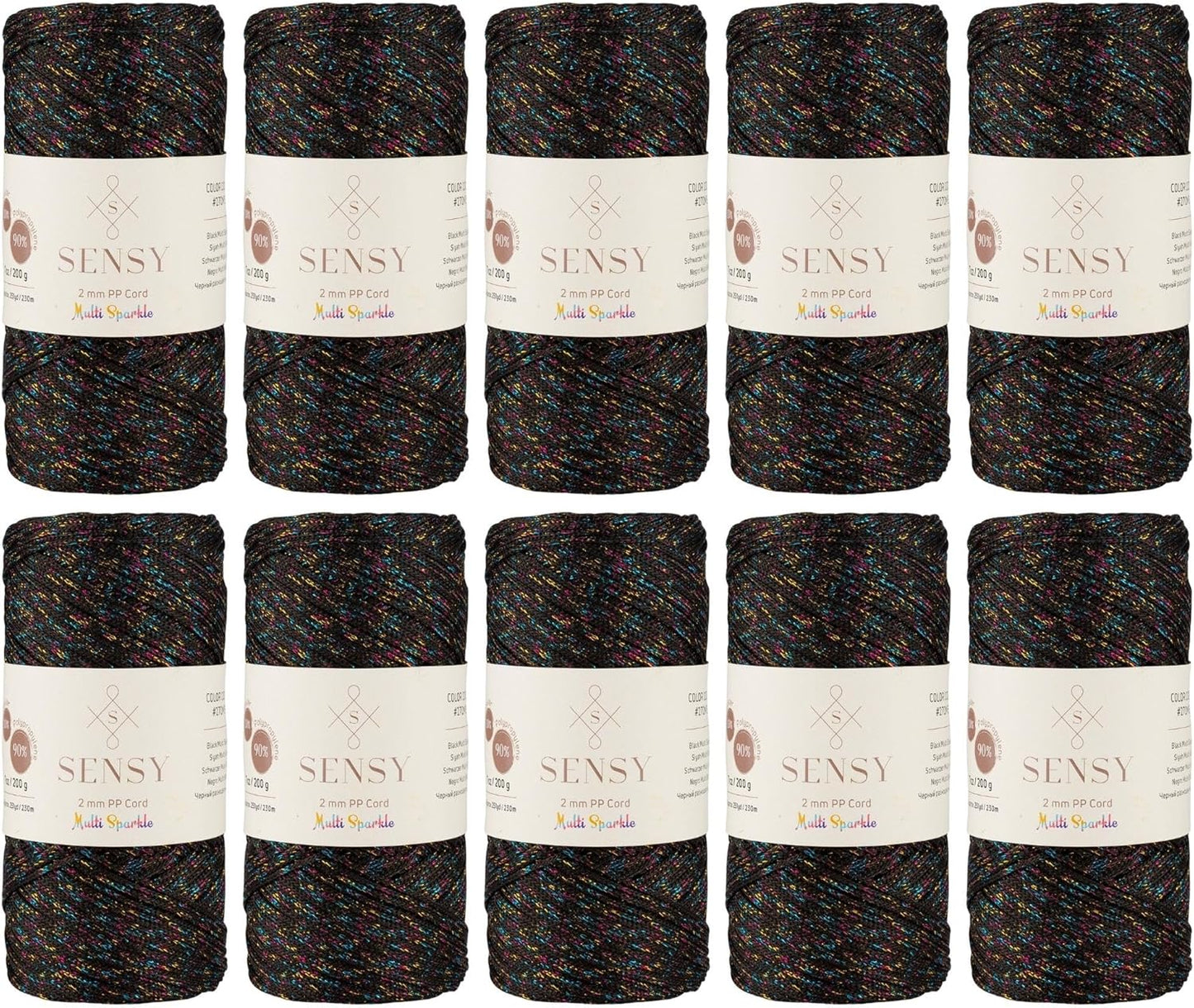 10 Skeins of Sparkle Polyester Rope for Macrame and Crochet