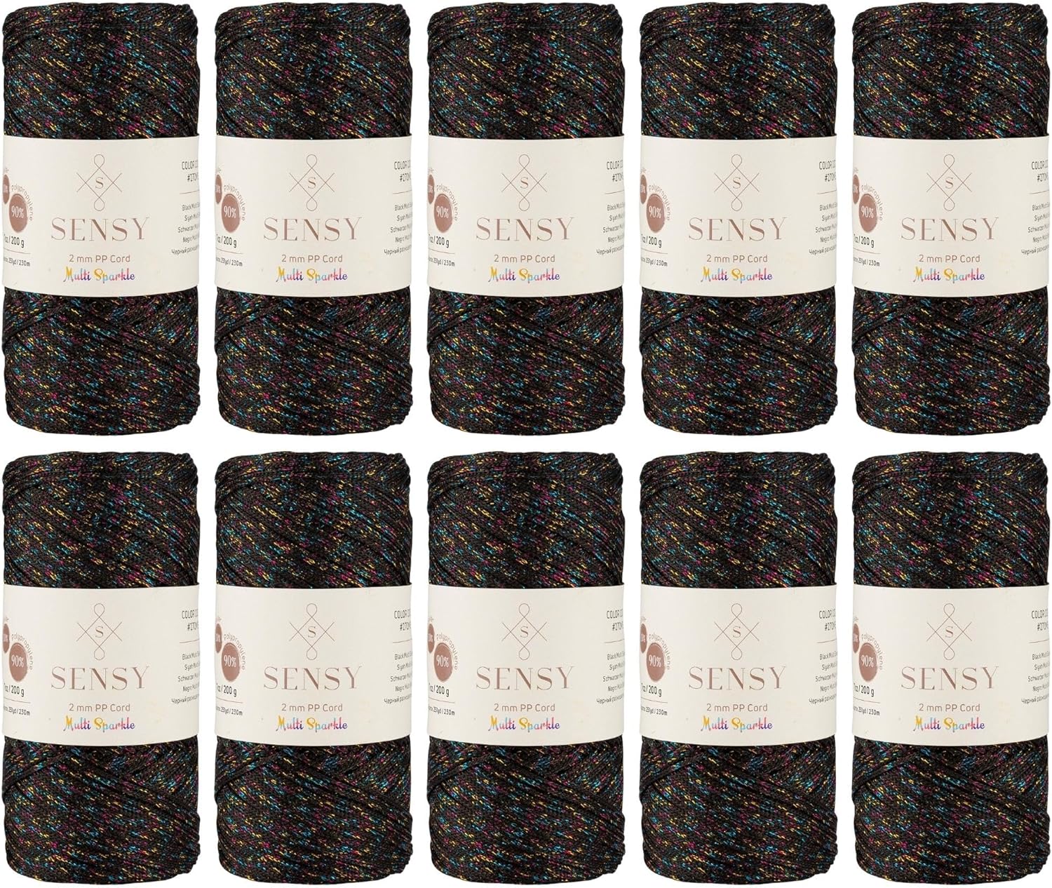 10 Skeins of Sparkle Polyester Rope for Macrame and Crochet