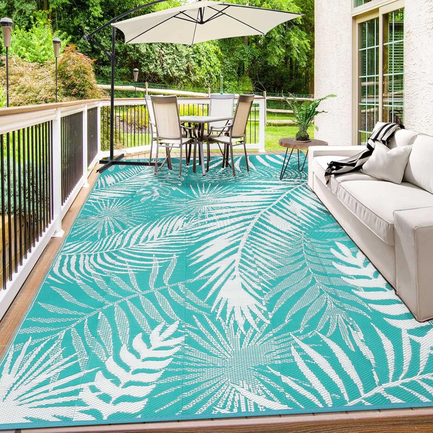 HiiARug Outdoor Rugs 9x12 for Patios Clearance Large Outdoor Rug