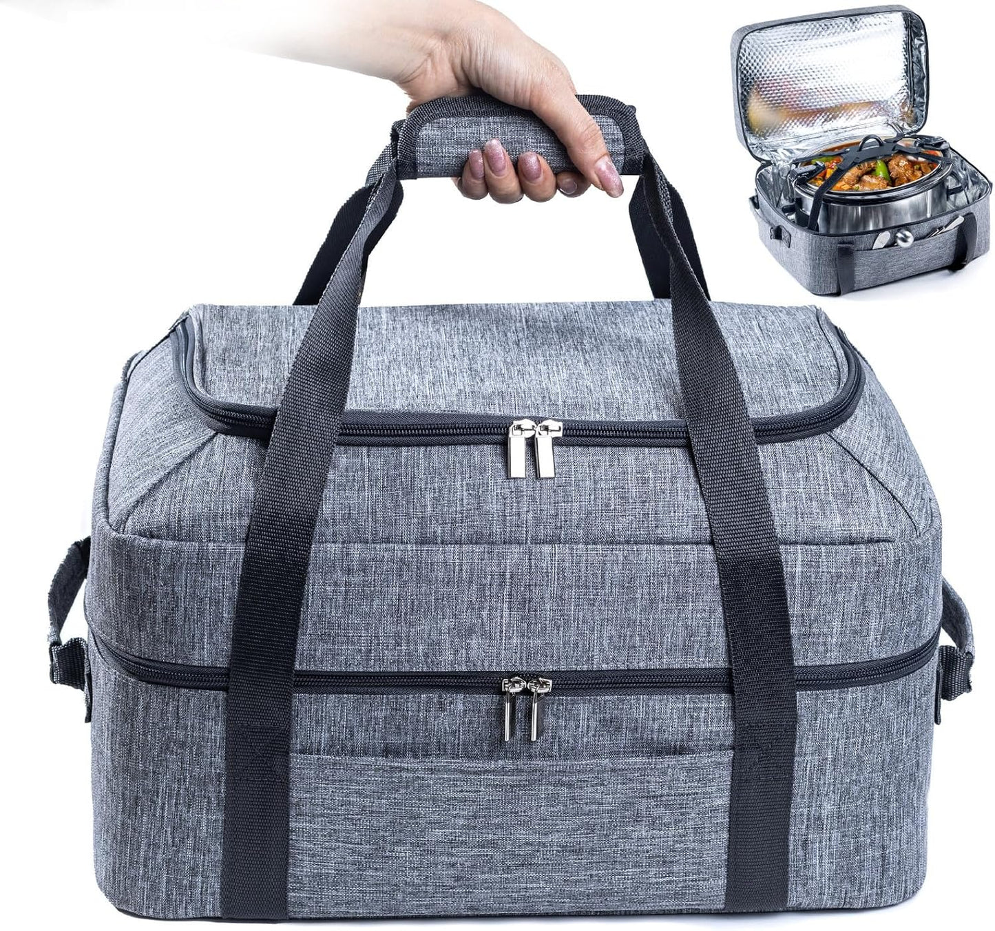 BAGSPRITE Double-Layer Slow Cooker Carrying Bag for 6-8 Quart
