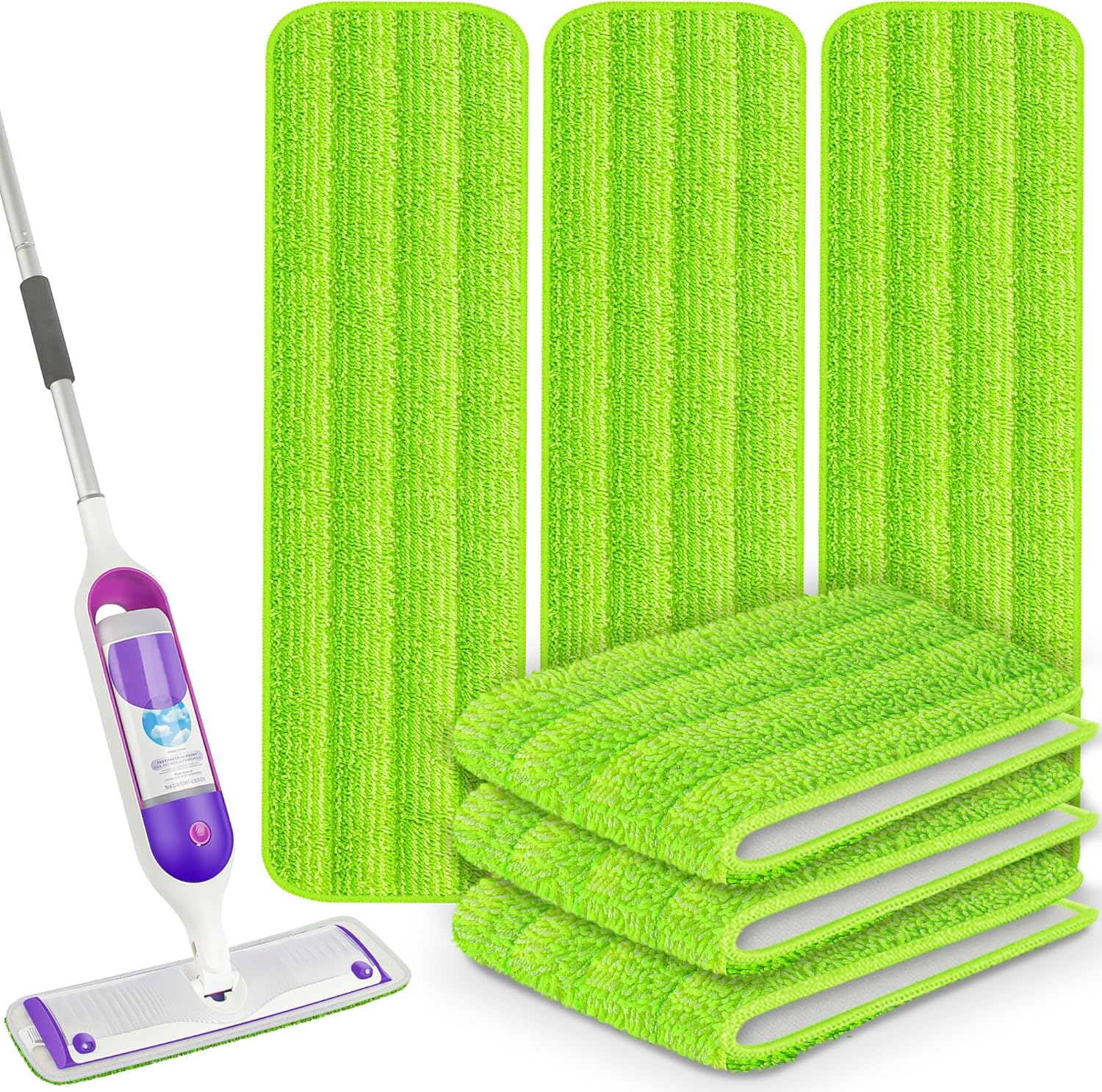 6 Pack UMAYCOOL Reusable Mop Pads - Thick Microfiber, Machine Washable