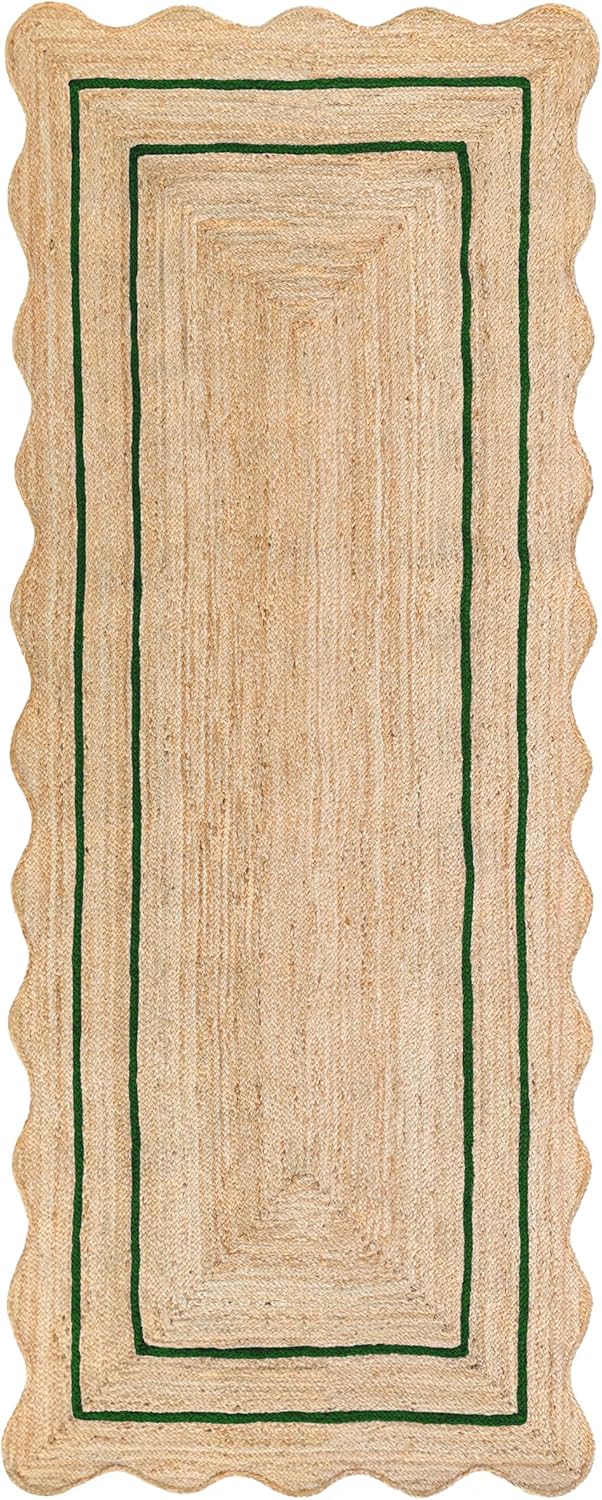 Wave Scalloped Natural Jute Runner for Boho Farmhouse Decor