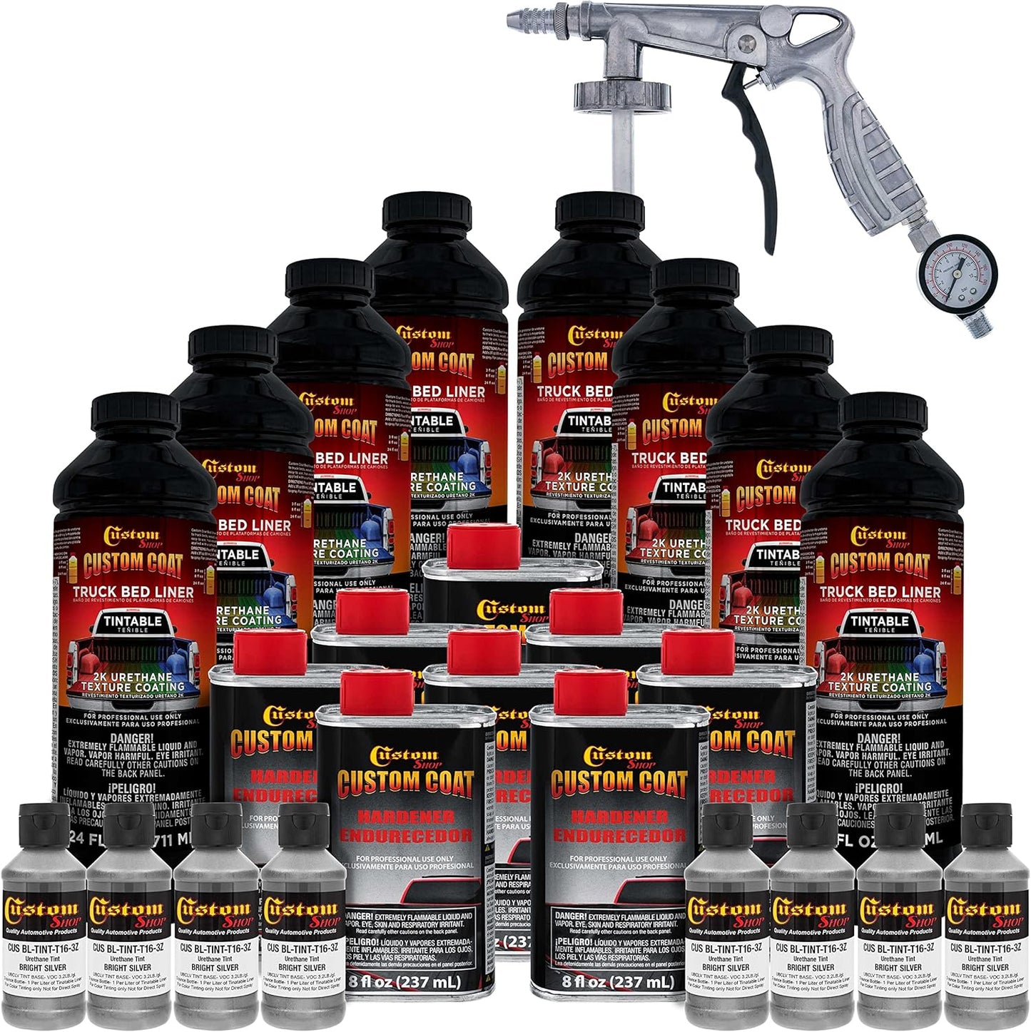 Custom Coat Bright Silver 2 Gallon Urethane Truck Bed Liner Kit