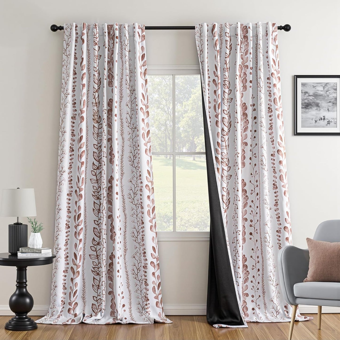 Boho Brown Blackout Curtains for Bedroom and Living Room