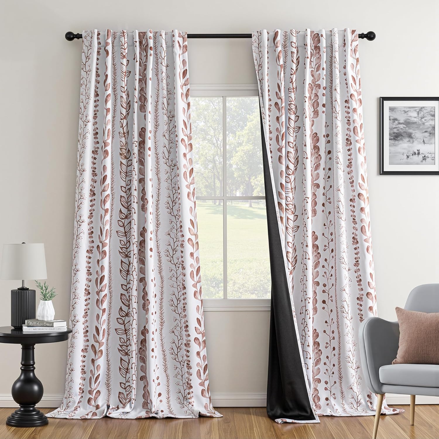 Boho Brown Blackout Curtains for Bedroom and Living Room