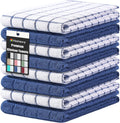 Homaxy Premium Cotton Kitchen Towels 16in x 28in - 8 Pack Navy Check